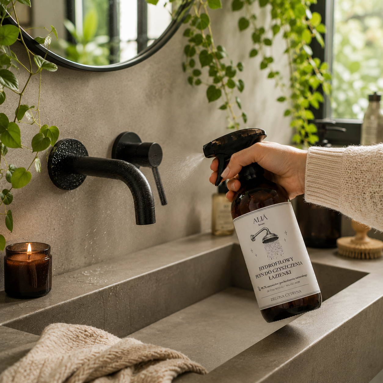 Naturalny płyn do czyszczenia łazienki z powłoką hydrofilową przeciw zaciekom i osadom 500 ml